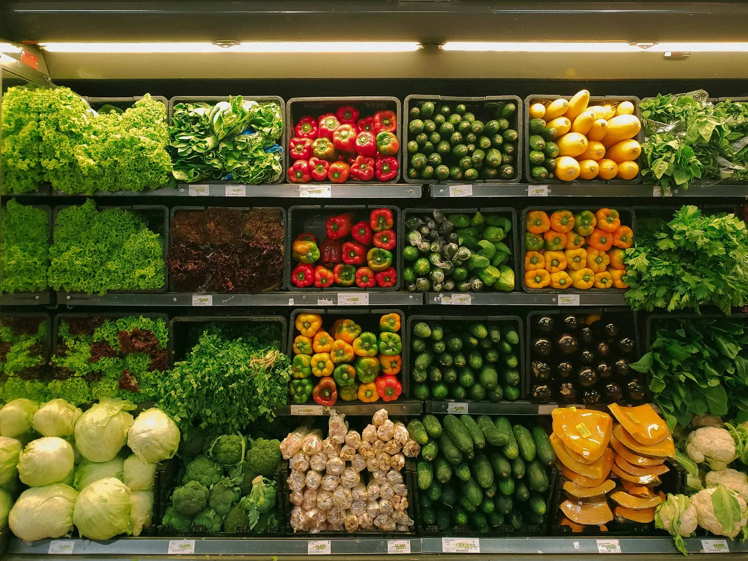 Fresh produce arranged in a grocery store